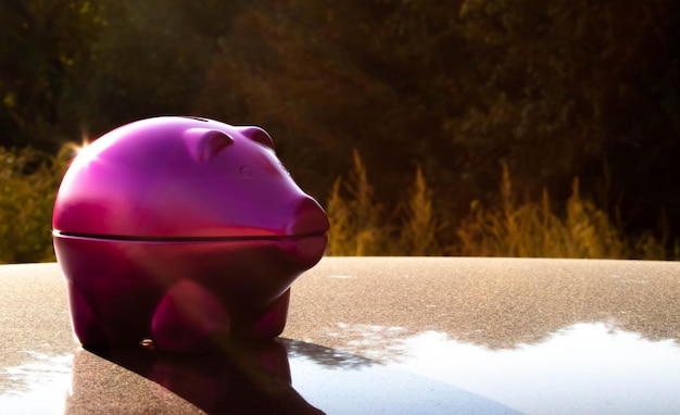A piggy bank with coins falling into it, symbolizing the importance of saving for emergencies. The background is blurred to focus on the piggy bank.