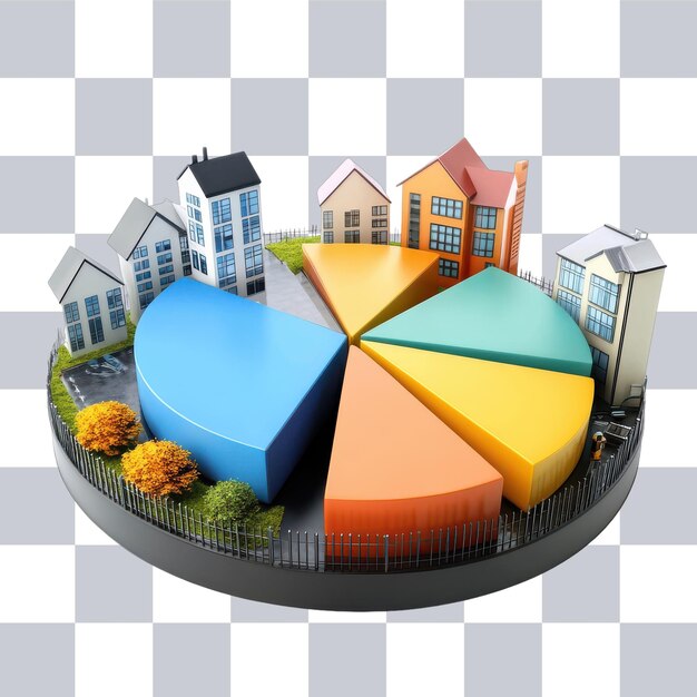 A pie chart divided into various segments representing different asset classes (stocks, bonds, real estate, commodities), illustrating the concept of diversification.