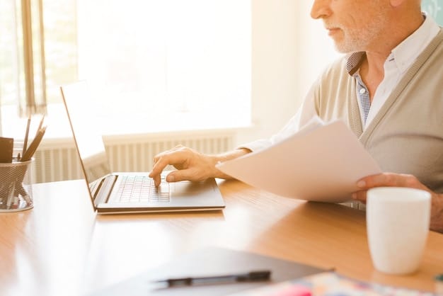 A person working on a laptop, analyzing tax forms with a calculator and documents nearby, representing careful assessment of eligibility for the Health Coverage Tax Credit in 2025.