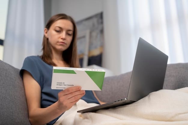 A close-up of hands holding a driver's license and a utility bill, with a laptop in the background displaying an online brokerage application form.