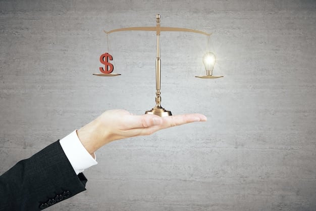 A close-up shot of a hand carefully balancing a scale, with weights representing inflation and economic growth on either side.