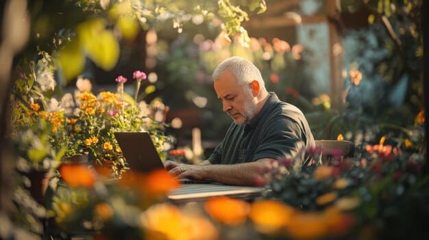 A person happily retired, enjoying a peaceful activity like gardening, illustrating the benefits of long-term investment planning.